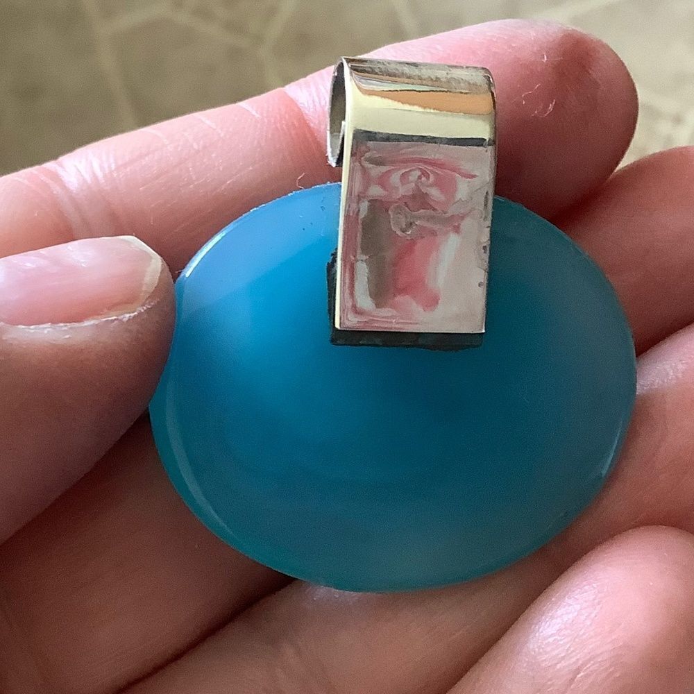 đ
șNWOT sterling SILVERâBLUE CHALCEDON/AMETHYST LARGE PENDANTâ - Picture 3 of 5